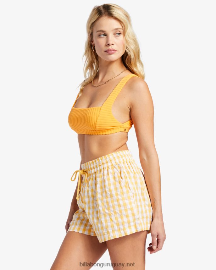 shorts elásticos a cuadros mujer oro DR68441896 Billabong