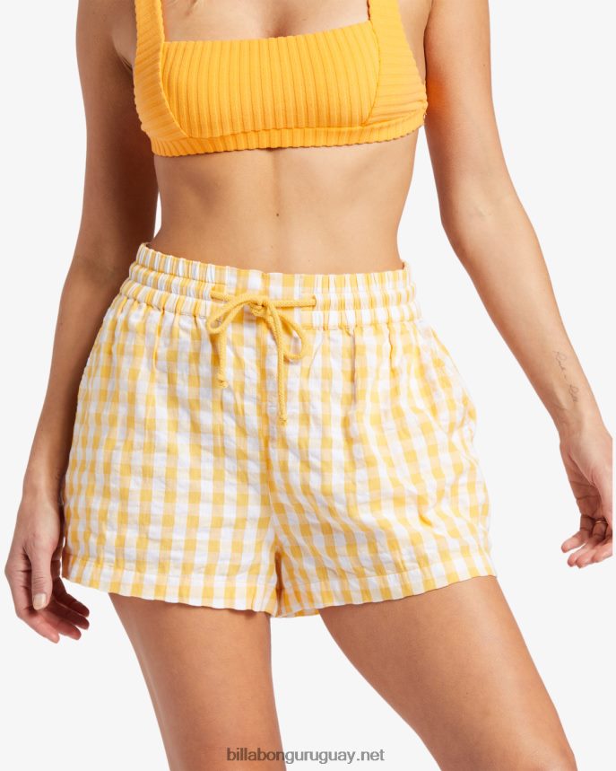 shorts elásticos a cuadros mujer oro DR68441896 Billabong