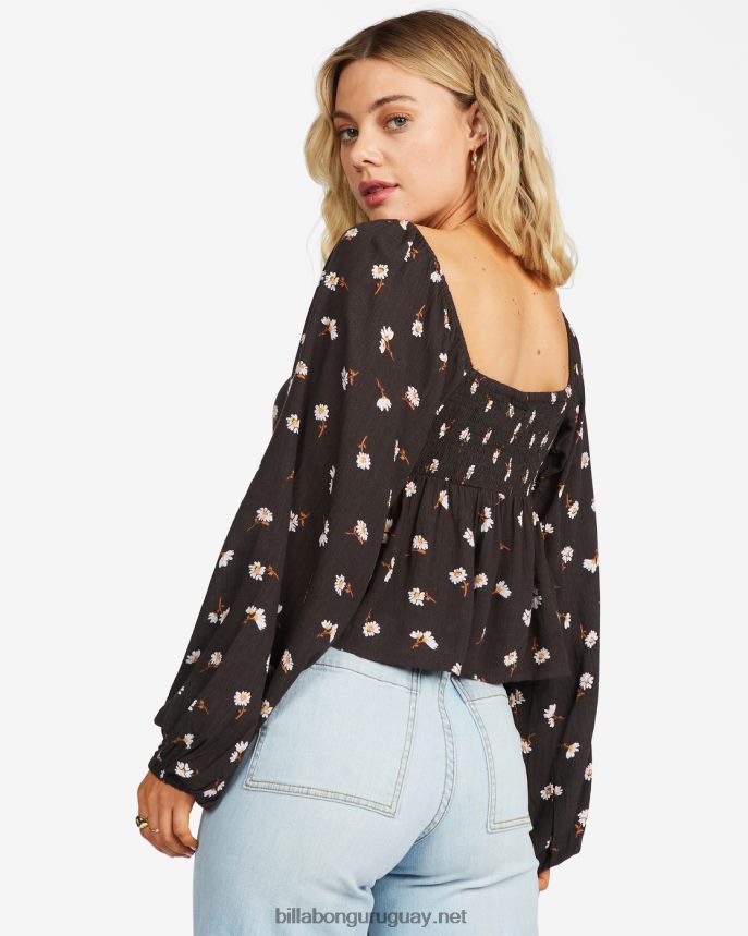 te amo más blusa de manga larga con escote corazón mujer apagado negro DR68442370 Billabong