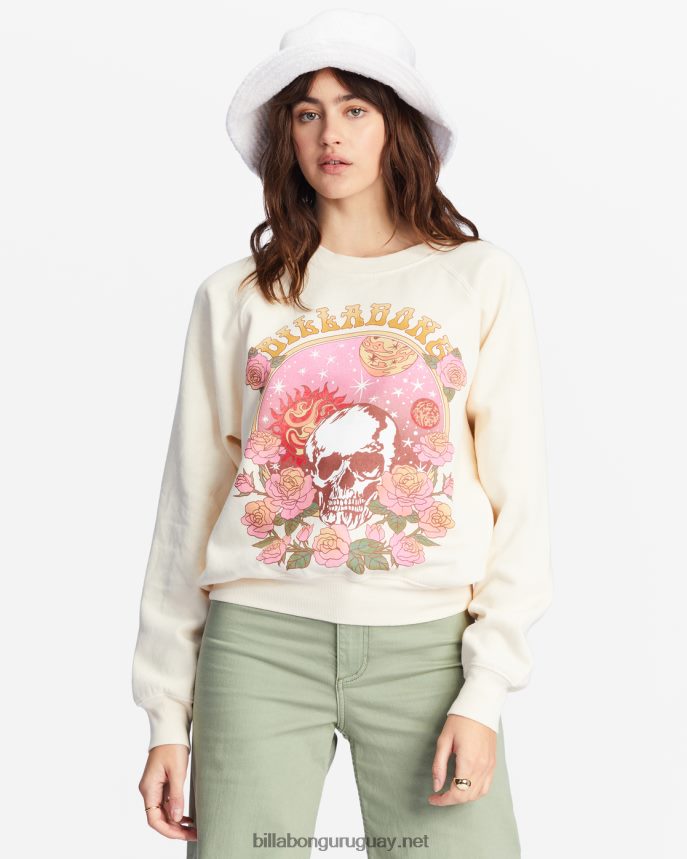 aquí vamos sudadera gráfica con cuello redondo mujer blanco antiguo DR68442218 Billabong