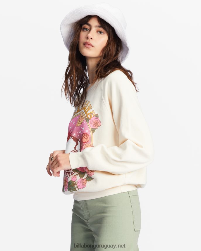 aquí vamos sudadera gráfica con cuello redondo mujer blanco antiguo DR68442218 Billabong