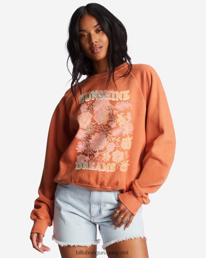 aquí vamos sudadera gráfica con cuello redondo mujer ladrillo DR68442188 Billabong