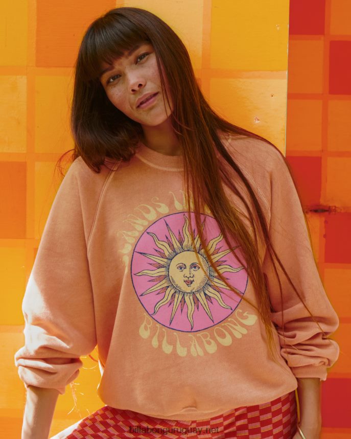 aquí vamos sudadera gráfica con cuello redondo mujer puesta de sol del cañón DR68442230 Billabong