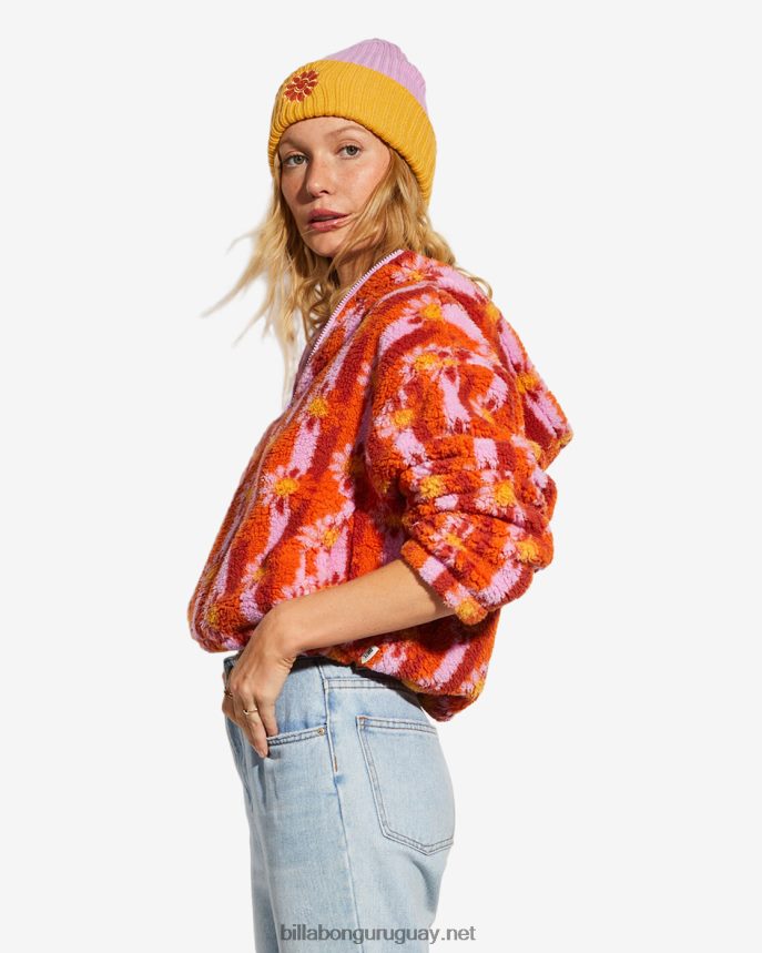 sudadera billabong x smiley acogedoras sonrisas mujer beso naranja DR68442186