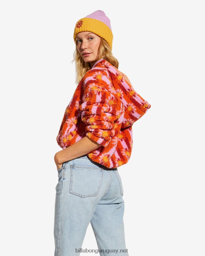 sudadera billabong x smiley acogedoras sonrisas mujer beso naranja DR68442186