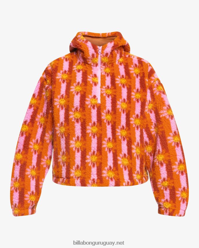 sudadera billabong x smiley acogedoras sonrisas mujer beso naranja DR68442186