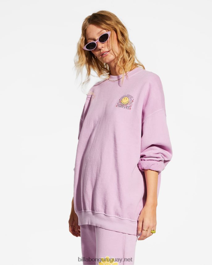 sudadera billabong x smiley ridin happy mujer señora lavanda DR68442182