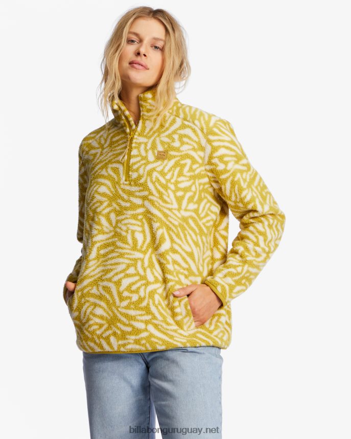 sudadera con media cremallera a/div border mock 3 mujer musgo fresco DR68442227 Billabong