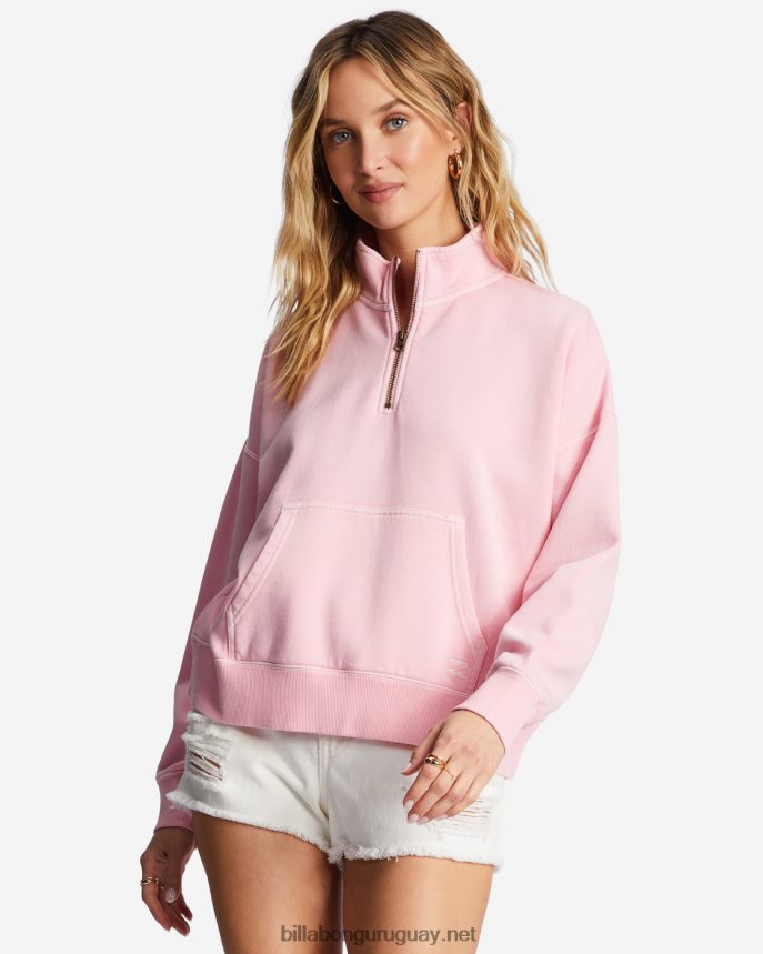 sudadera sin cierre con media cremallera Lazy Mornings mujer Rosa suave DR68442105 Billabong