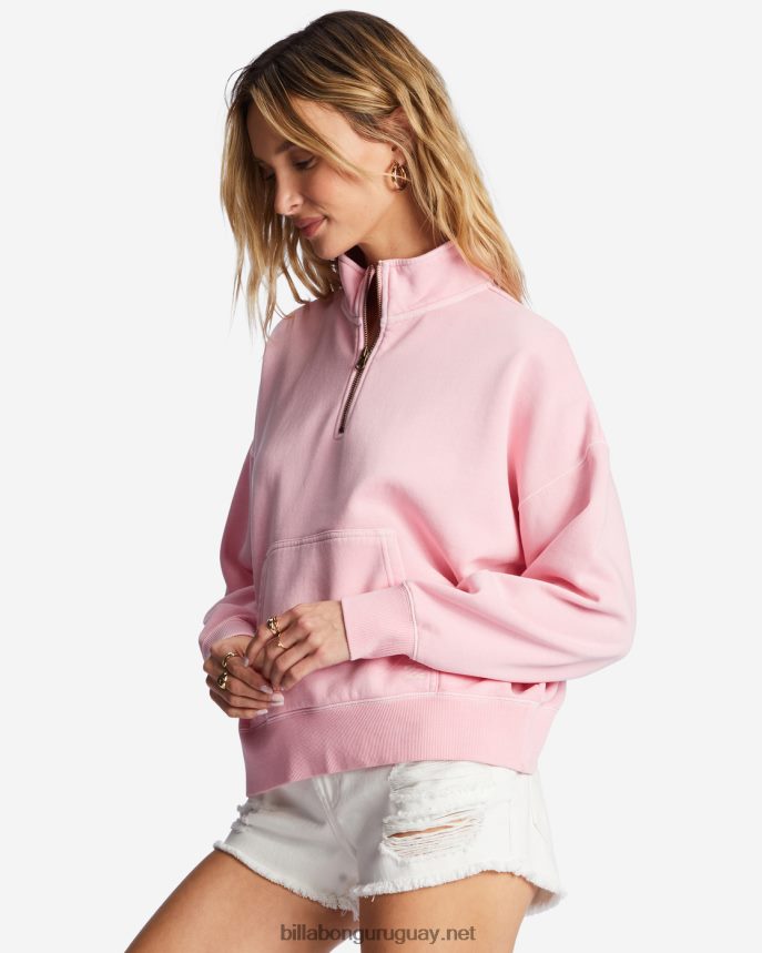 sudadera sin cierre con media cremallera Lazy Mornings mujer Rosa suave DR68442105 Billabong
