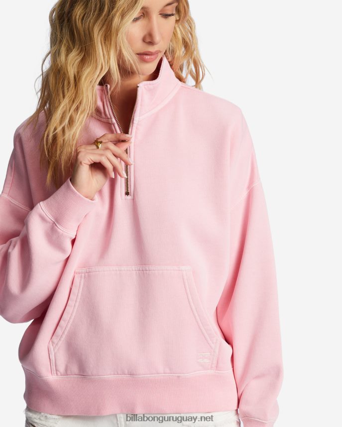 sudadera sin cierre con media cremallera Lazy Mornings mujer Rosa suave DR68442105 Billabong