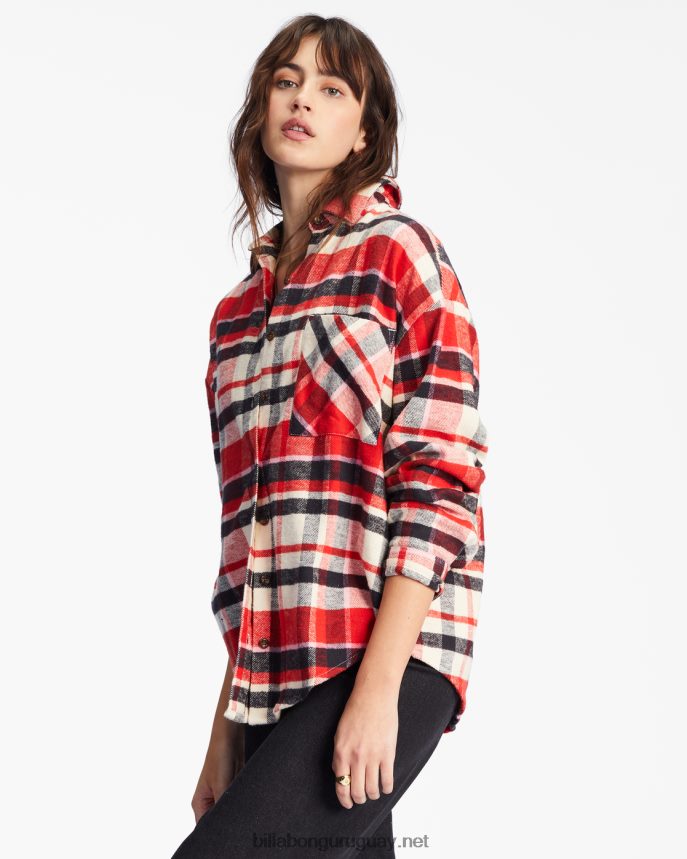 camisa abotonada de manga larga easy breezy mujer magia roja DR68442216 Billabong