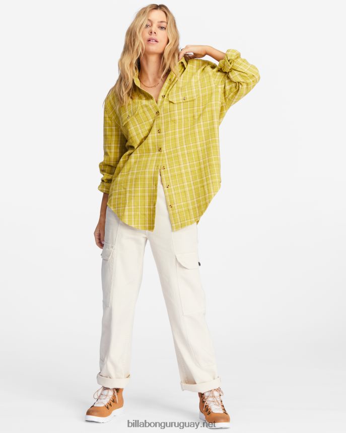camisa de franela extragrande con botones mujer envidia verde DR68442226 Billabong