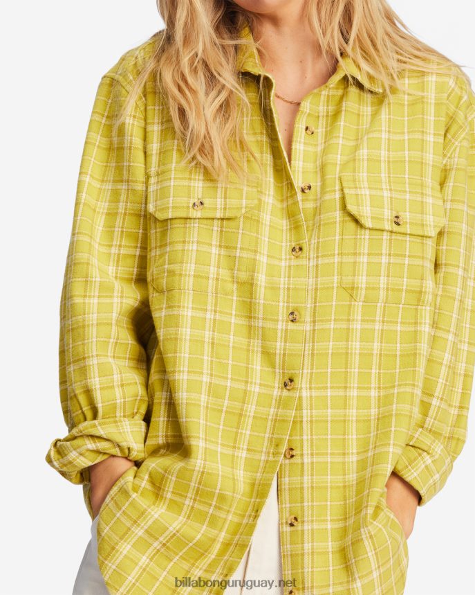 camisa de franela extragrande con botones mujer envidia verde DR68442226 Billabong