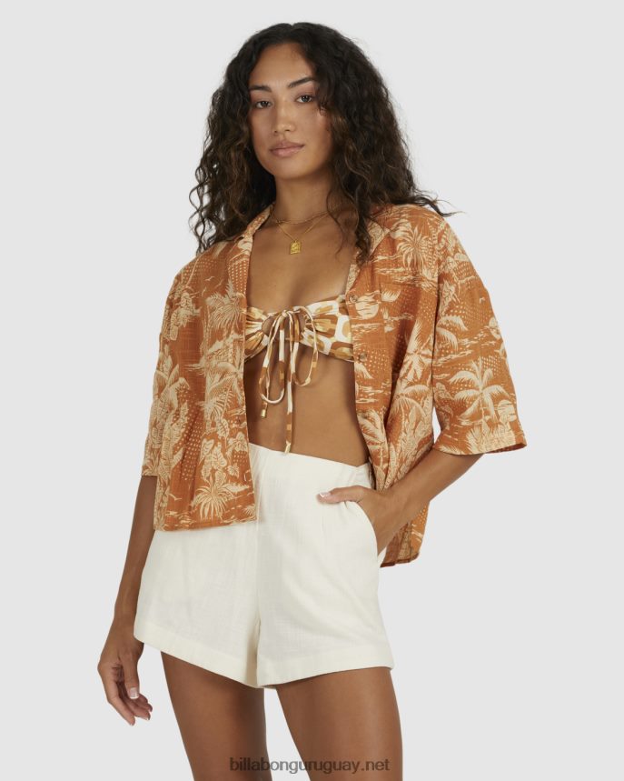 camisa de manga corta de días de ensueño mujer mostaza DR68441972 Billabong