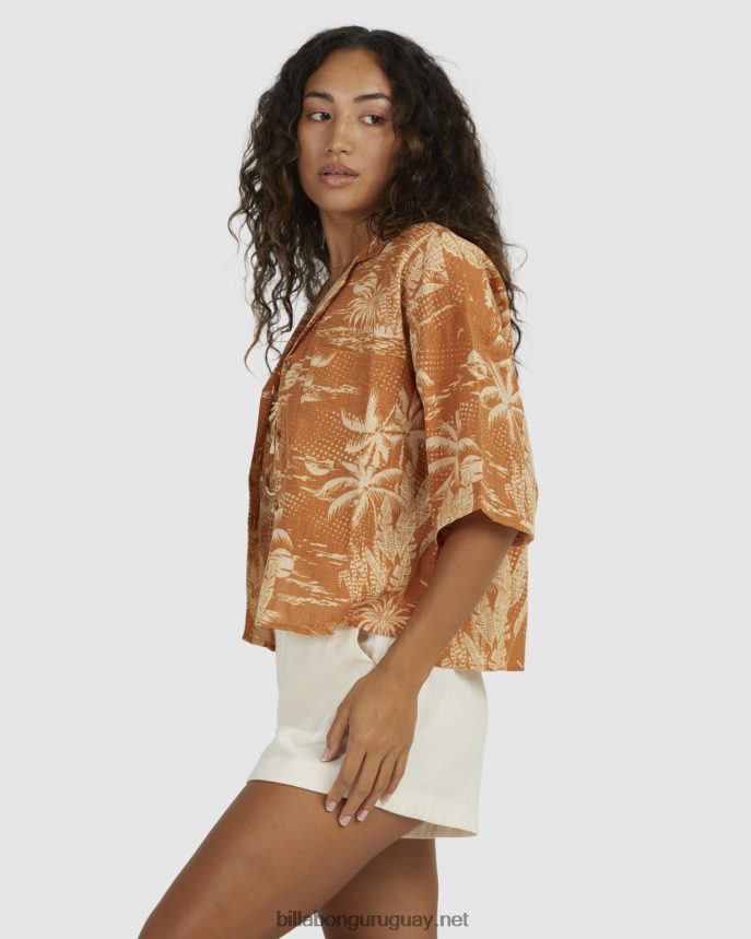 camisa de manga corta de días de ensueño mujer mostaza DR68441972 Billabong