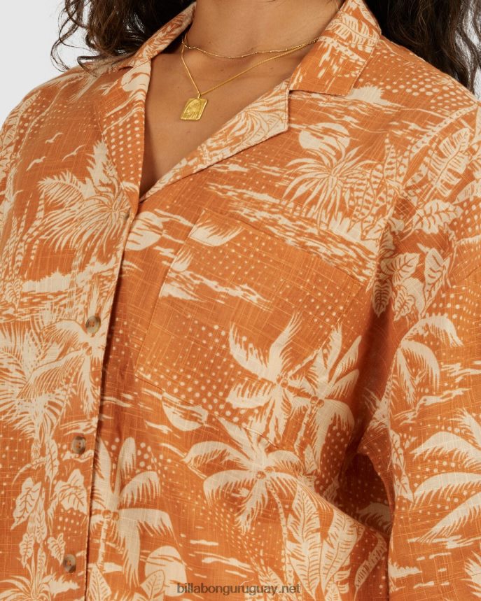 camisa de manga corta de días de ensueño mujer mostaza DR68441972 Billabong