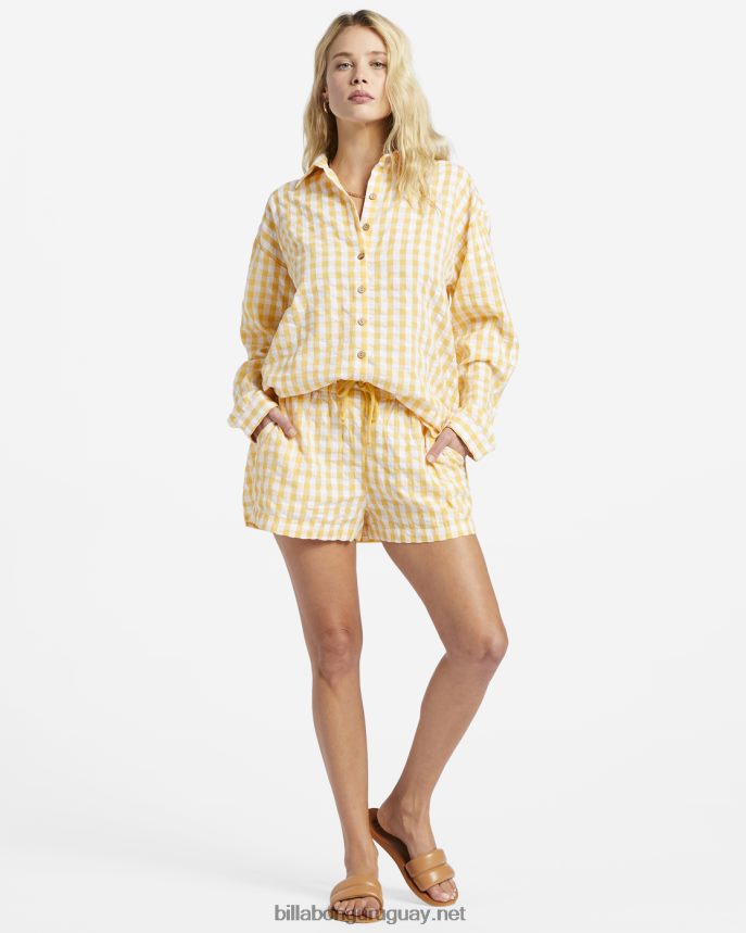 camisa de manga larga a cuadros mujer oro DR68441898 Billabong