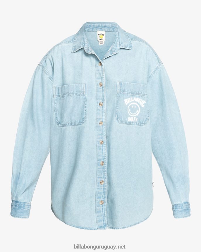 camisa de manga larga de billabong x smiley down the coast mujer lavado sonriente DR68441980