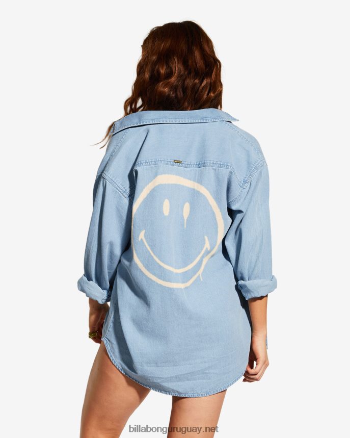 camisa de manga larga de billabong x smiley down the coast mujer lavado sonriente DR68441980