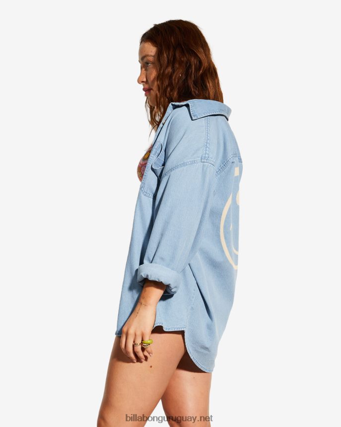 camisa de manga larga de billabong x smiley down the coast mujer lavado sonriente DR68441980