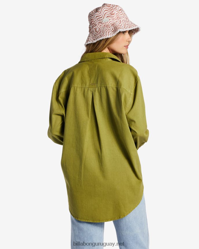 camisa de manga larga de sarga tan feliz mujer ojos verdes DR68442068 Billabong