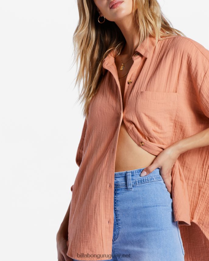 justo en la camisa de manga larga mujer amanecer rosa DR68442060 Billabong
