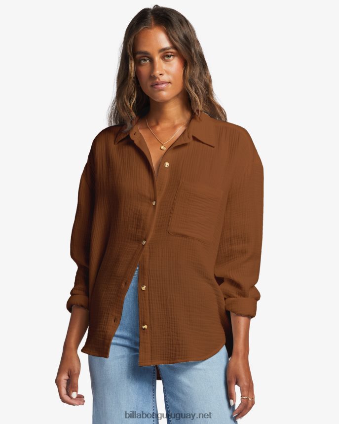 justo en la camisa de manga larga mujer coco tostado DR68441765 Billabong