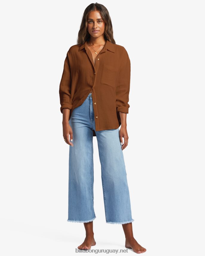 justo en la camisa de manga larga mujer coco tostado DR68441765 Billabong