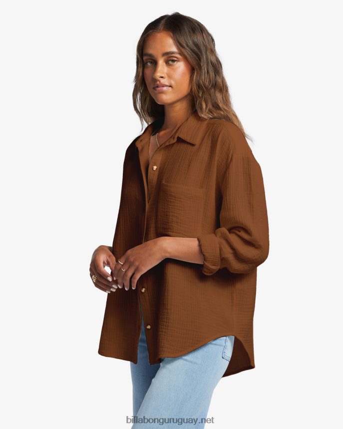 justo en la camisa de manga larga mujer coco tostado DR68441765 Billabong