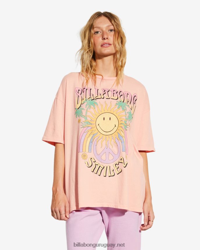 camiseta extragrande billabong x smiley true boy mujer beso de durazno DR68442829
