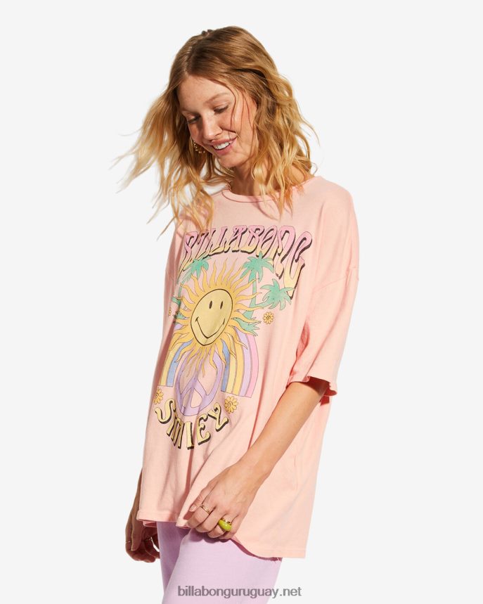 camiseta extragrande billabong x smiley true boy mujer beso de durazno DR68442829