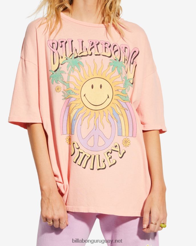 camiseta extragrande billabong x smiley true boy mujer beso de durazno DR68442829