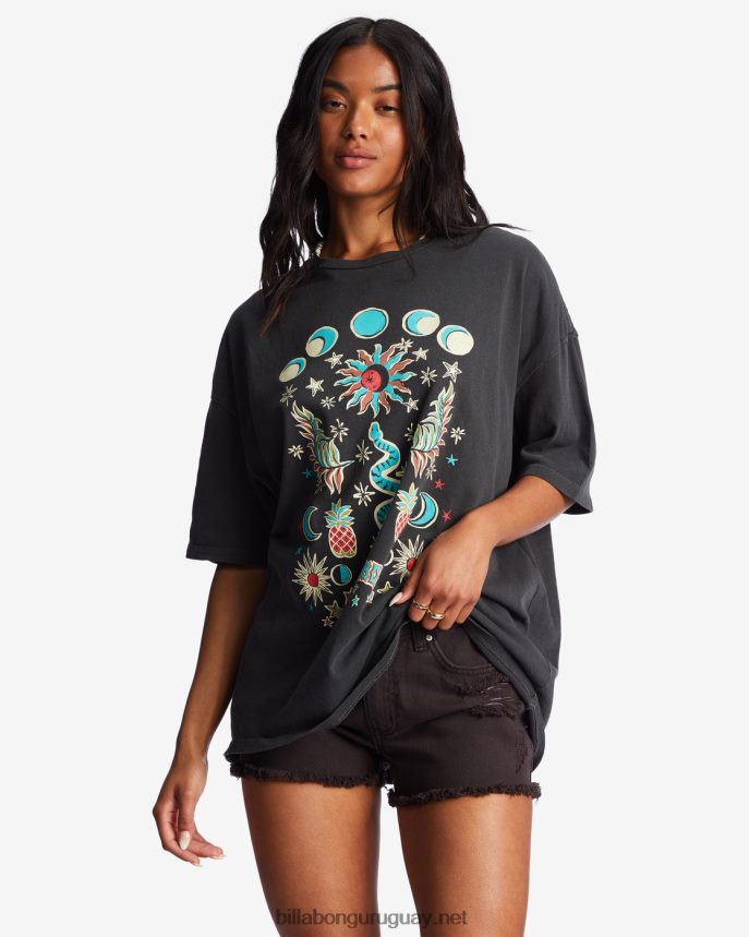 en la mística camiseta extragrande mujer apagado negro DR68442100 Billabong