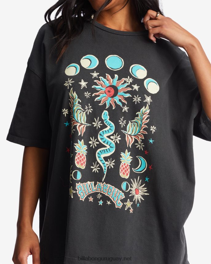 en la mística camiseta extragrande mujer apagado negro DR68442100 Billabong