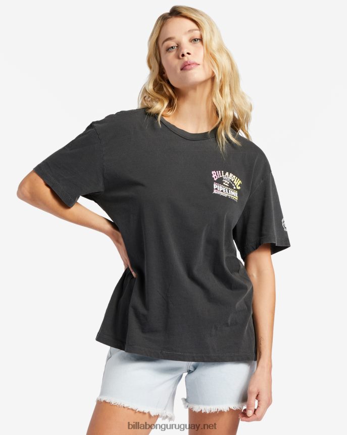 playera extragrande con póster de tubería profesional mujer apagado negro DR68442015 Billabong
