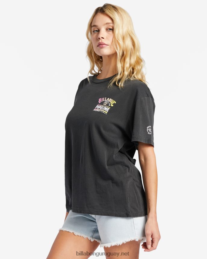 playera extragrande con póster de tubería profesional mujer apagado negro DR68442015 Billabong
