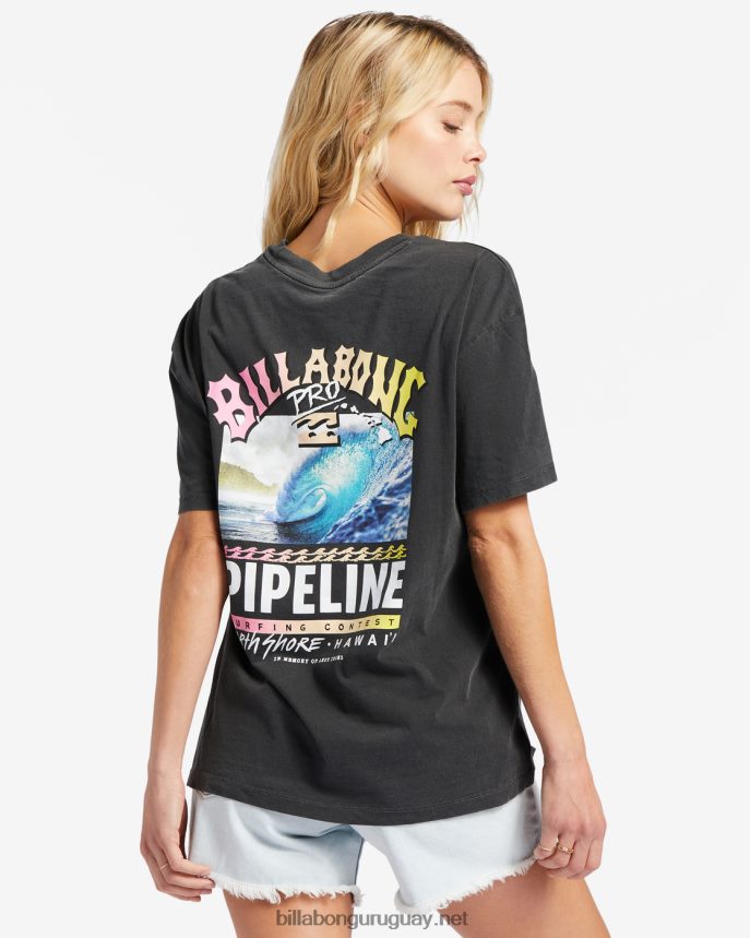 playera extragrande con póster de tubería profesional mujer apagado negro DR68442015 Billabong