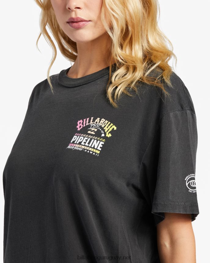 playera extragrande con póster de tubería profesional mujer apagado negro DR68442015 Billabong