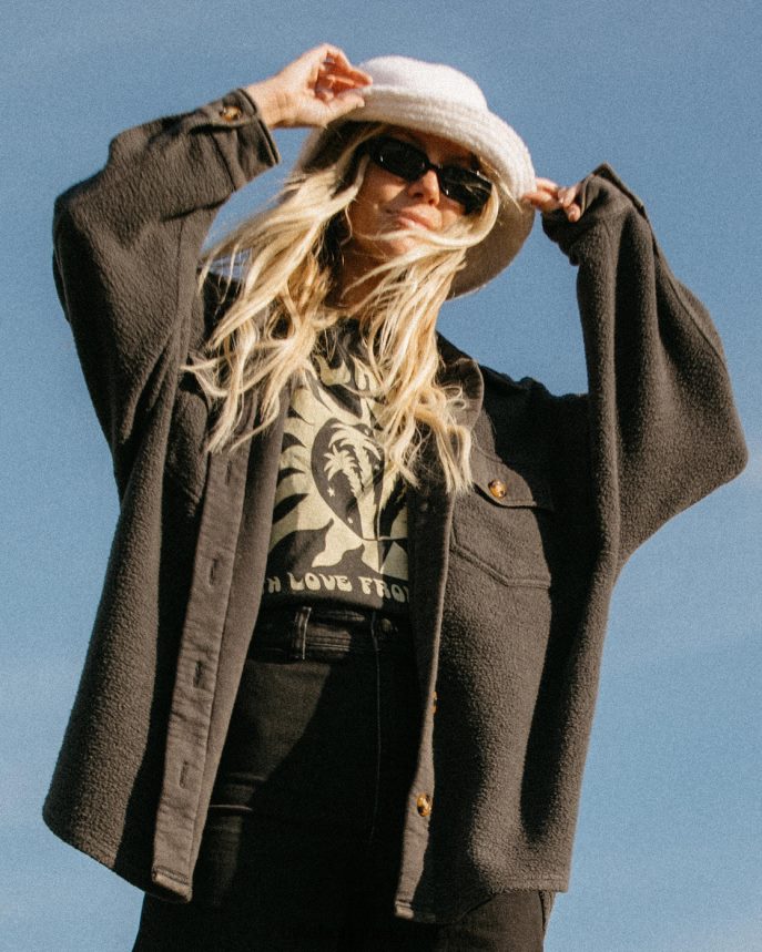 chaqueta extragrande con botones anytime shacket mujer apagado negro DR68442095 Billabong