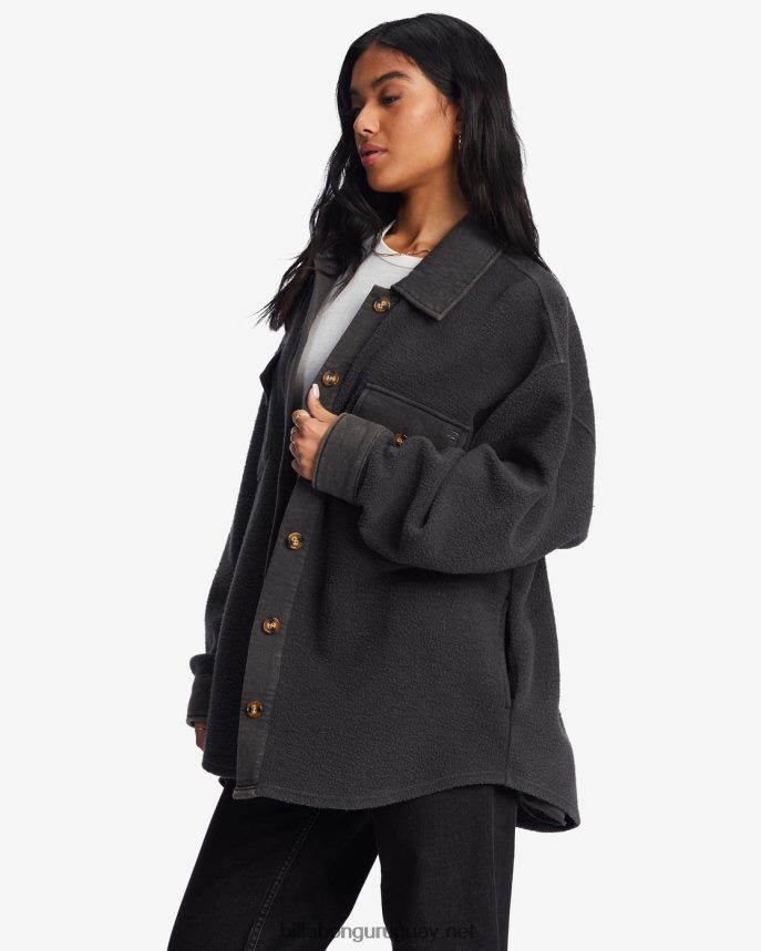 chaqueta extragrande con botones anytime shacket mujer apagado negro DR68442095 Billabong