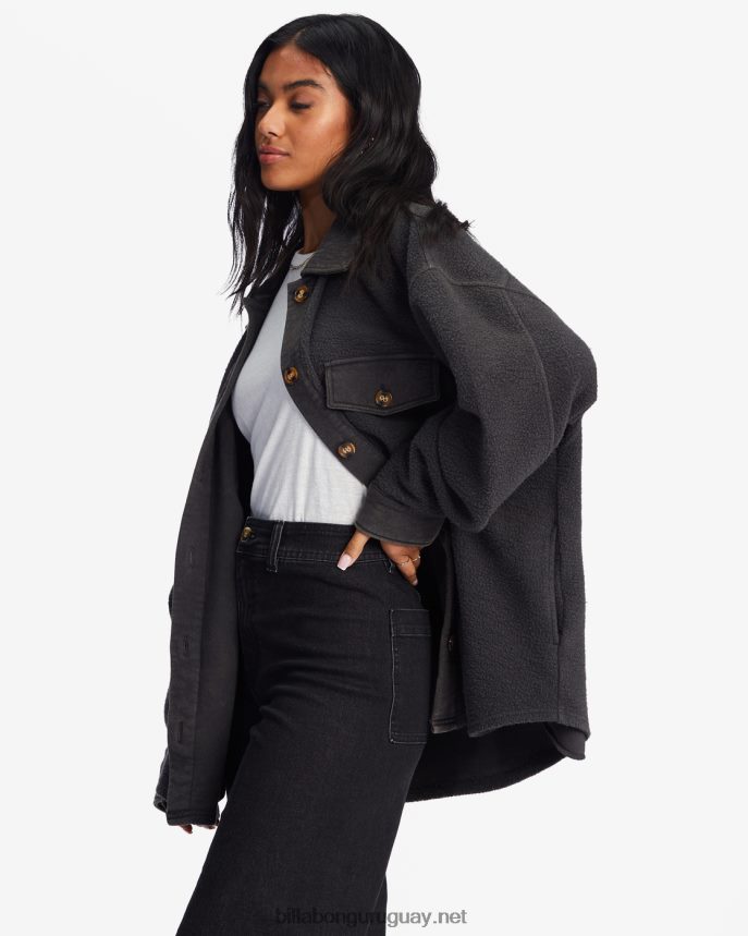 chaqueta extragrande con botones anytime shacket mujer apagado negro DR68442095 Billabong