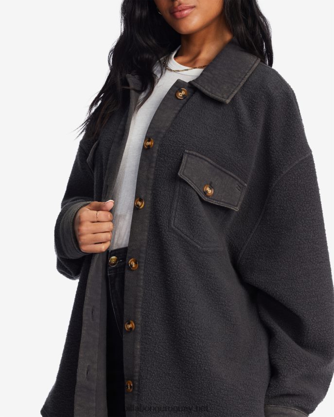 chaqueta extragrande con botones anytime shacket mujer apagado negro DR68442095 Billabong