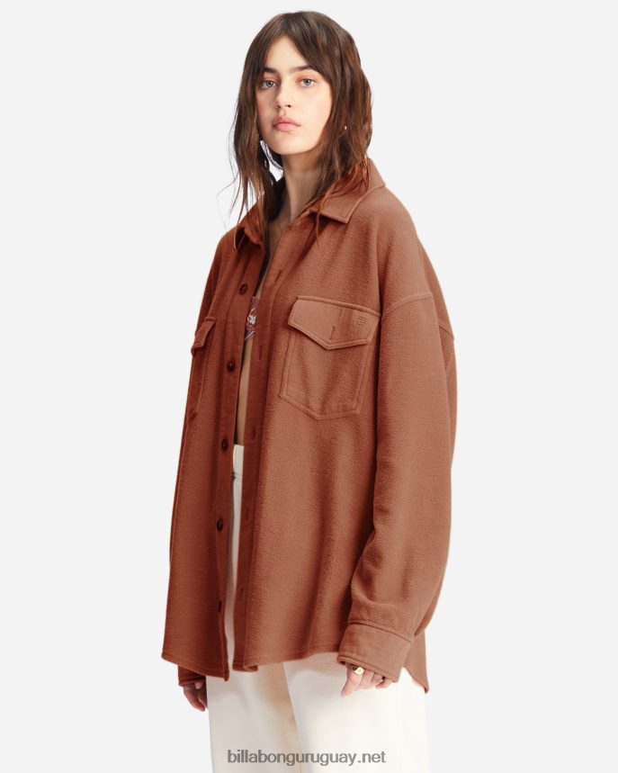 chaqueta extragrande con botones anytime shacket mujer chocolate dulce DR68442224 Billabong