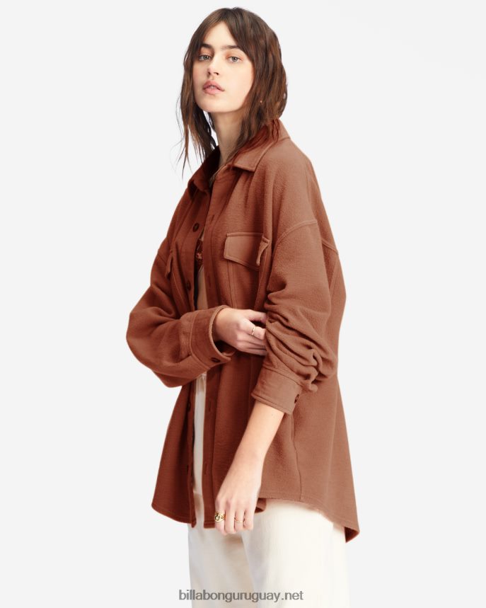 chaqueta extragrande con botones anytime shacket mujer chocolate dulce DR68442224 Billabong