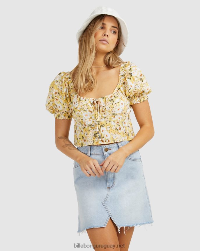 minifalda de mezclilla tan afortunada mujer índigo envejecido DR68442353 Billabong