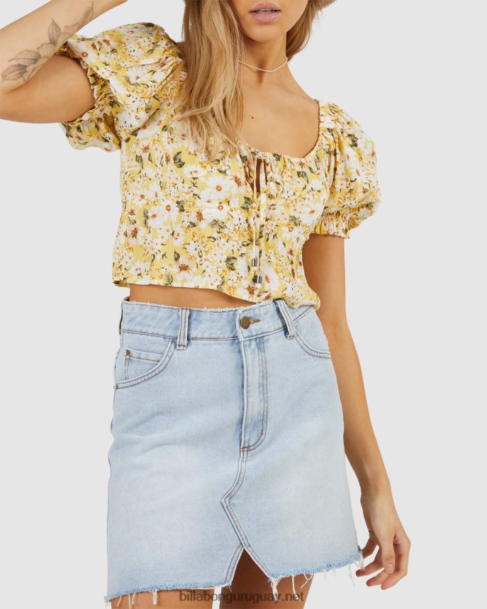 minifalda de mezclilla tan afortunada mujer índigo envejecido DR68442353 Billabong