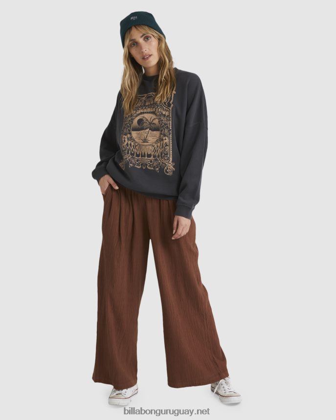 Sígueme pantalones de talle alto con cintura elástica. mujer chocolate negro DR68441889 Billabong