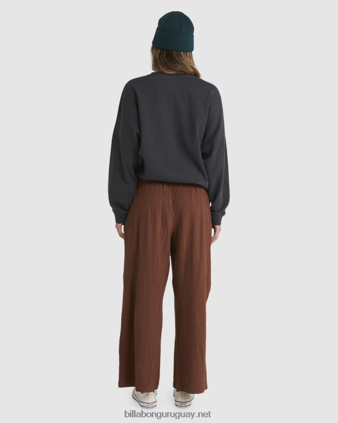 Sígueme pantalones de talle alto con cintura elástica. mujer chocolate negro DR68441889 Billabong