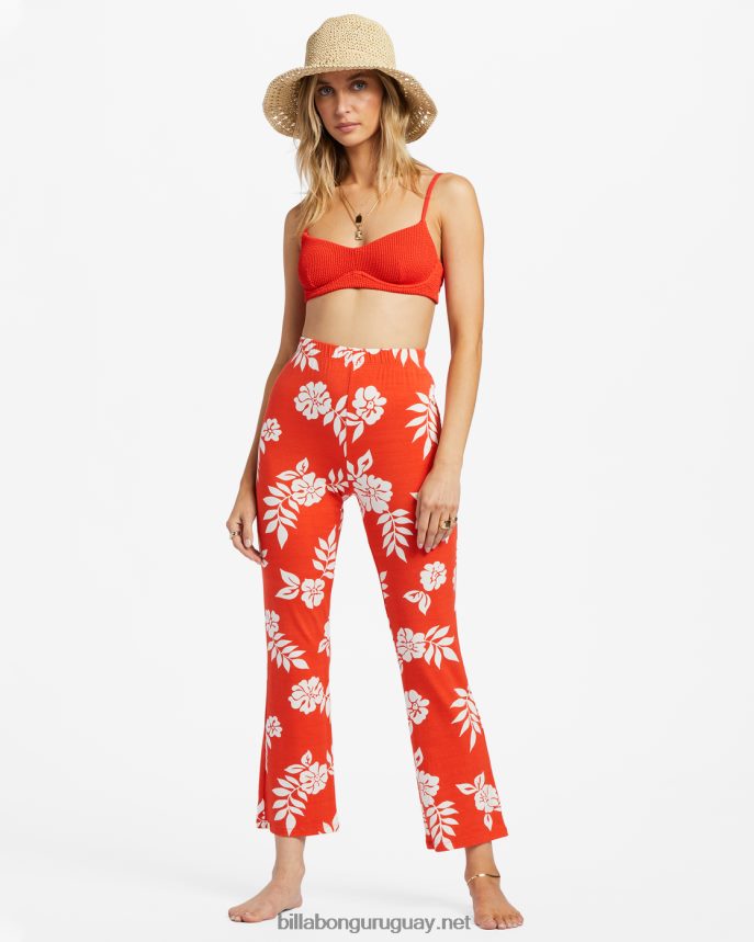 pantalones acampanados de punto elástico mujer aloha rojo DR68441815 Billabong
